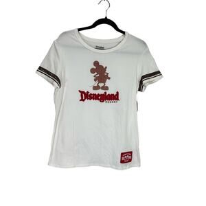 Disneyland NWT Women’s Y2K Patch Logo Glitter Mickey Resort Baseball Tee size L